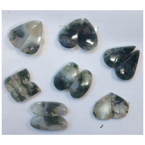 Green Moss Agate Cabochons Pairs For Earrings Free Sizes And Assorted Shapes