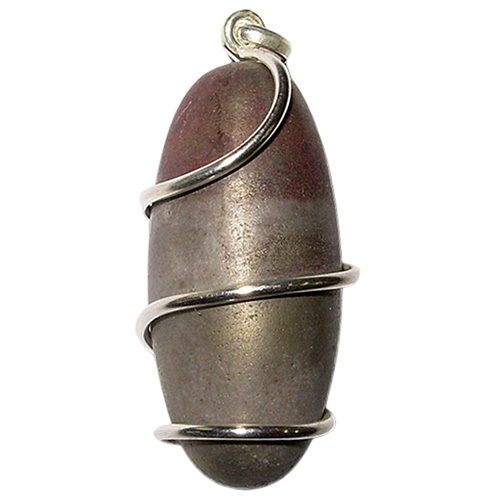 Narmada Shivalingam Silver Plated Wire Wrapped Pendants With Loop Ring - Design: Modern