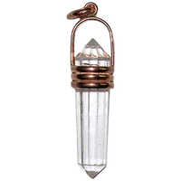 Copper Plated Wire Wrapped Crystal Clear Quartz Double Terminated Pencil Pendants - Design: Modern