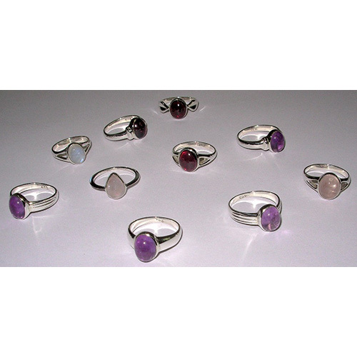Sterling Silver Finger Rings With Cabochons