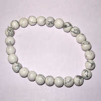White Howlite Round Beads Bracelets In Elastic - Color: Various