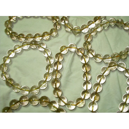 Golden Rutial Quartz Round Beads Bracelets