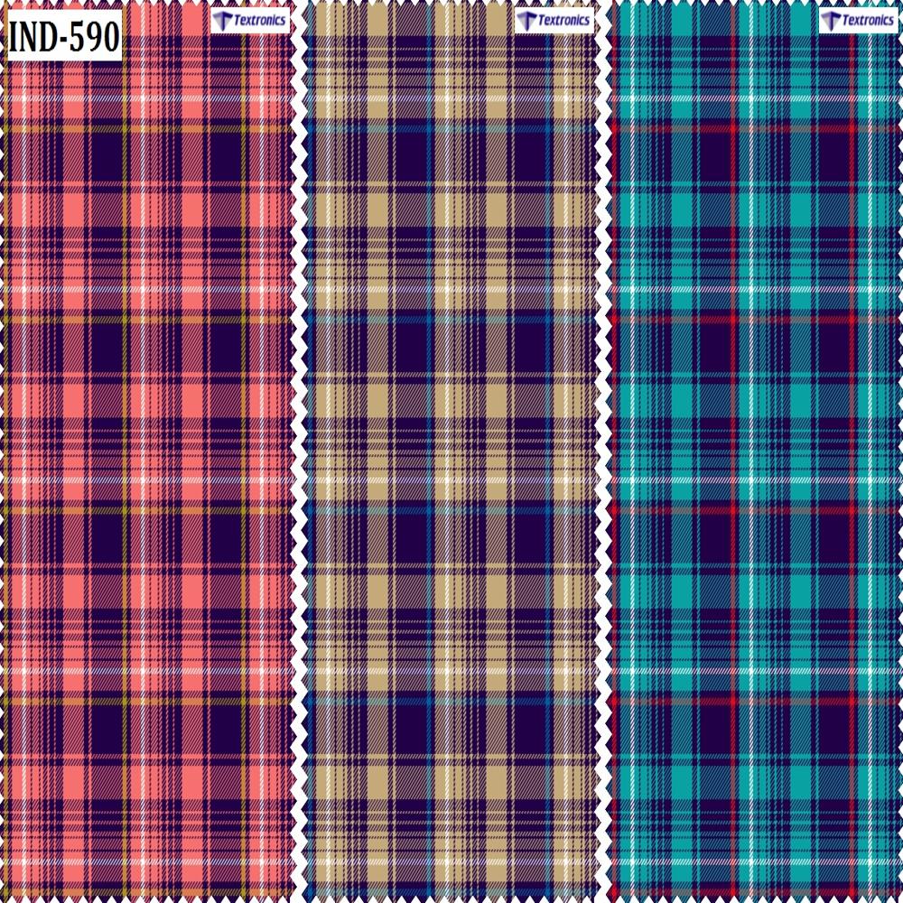 Yarn Dyed Indigo Checks Fabric