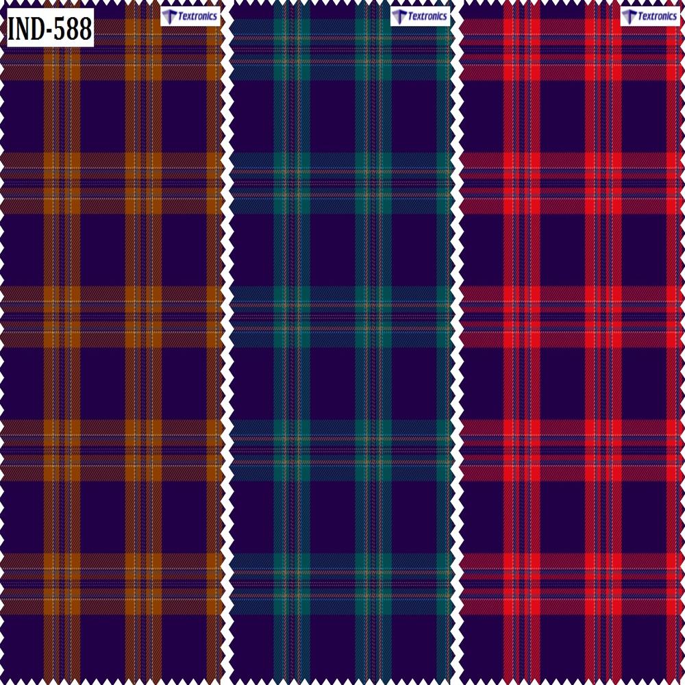 Yarn Dyed Indigo Checks Fabric