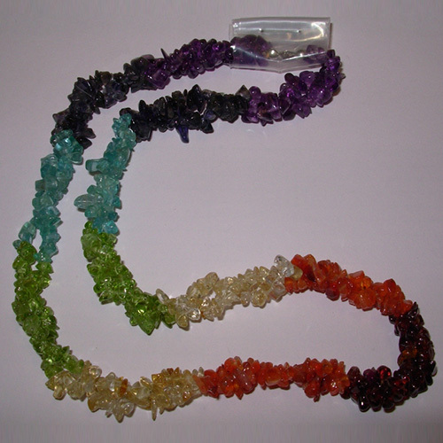 7-Colour Chakra 2-Line Twisted Tumbled Chips Necklaces