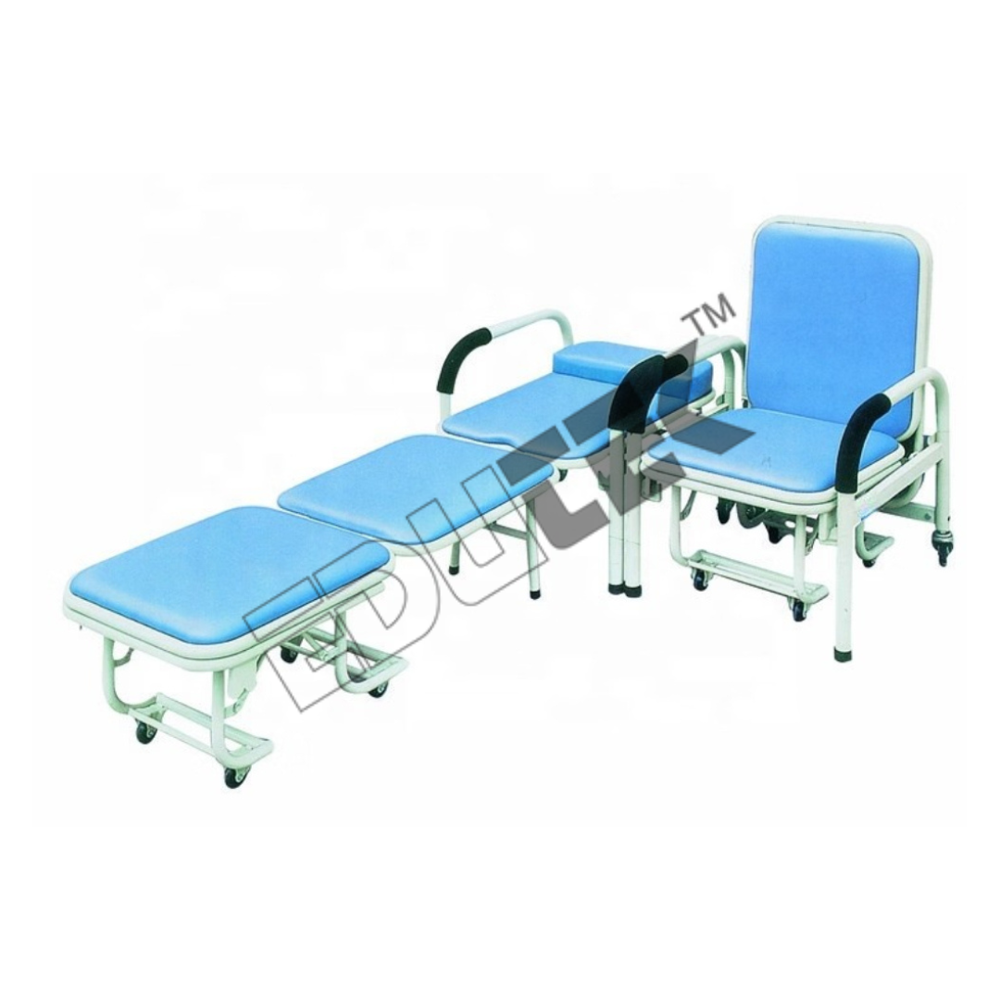 Attendant Bed - Mild Steel Frame | Convertible Bed-chair Design, 187l X 60w X 45h Cms, Manual Automation, 1-year Warranty