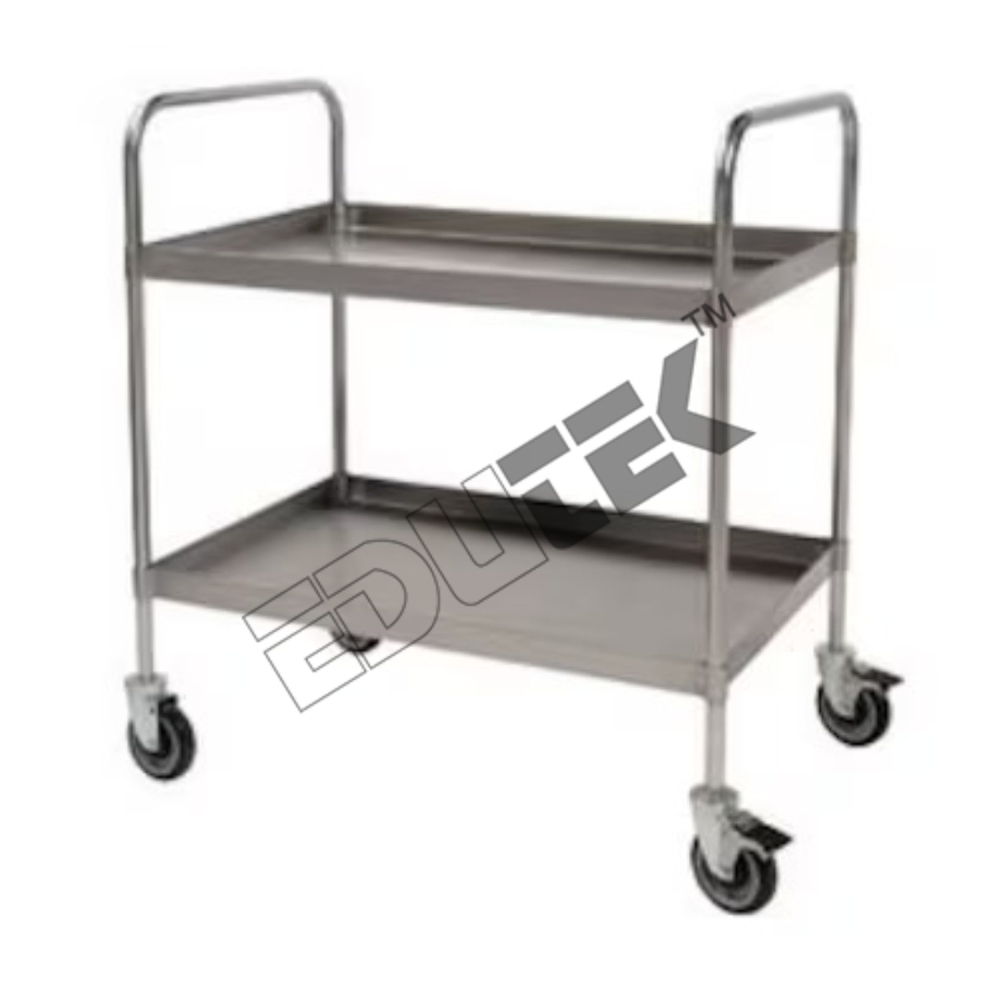 Instrument Trolley - Stainless Steel Frame With Two S.s. Shelves | Durable, Corrosion Resistant, Manual Operation, Epoxy Powder Coated Finish