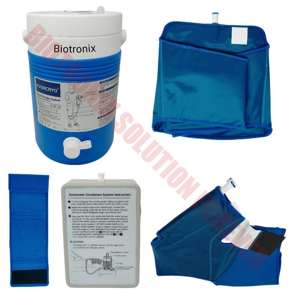 Cold Therapy Motorized Cooler with Shoulder, Ankle, Knee & Hip Wraps