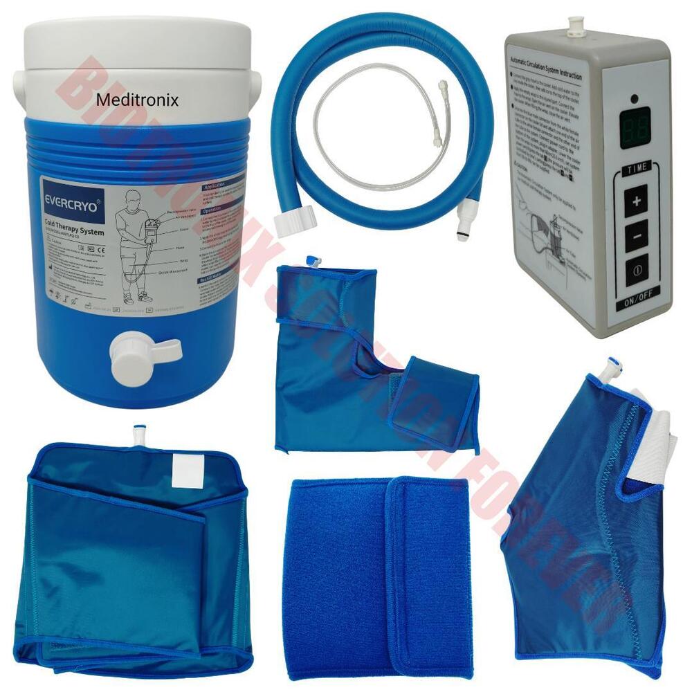 Cold Therapy Motorized Cooler with Shoulder, Ankle, Knee & Hip Wraps