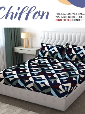 Chiffon Warm 3 Pc Fitted Set - Design Type: Modern