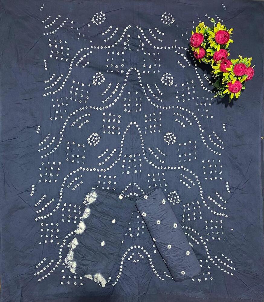 Satin Bandhej With Kanjari  Dress Material