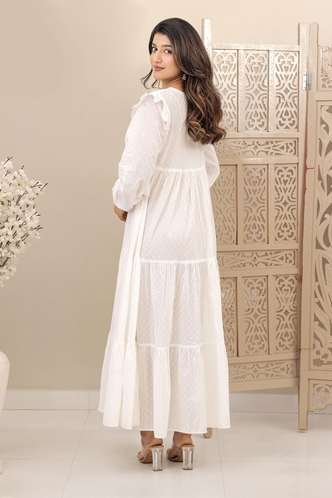 Ladies White Cotton Abaya