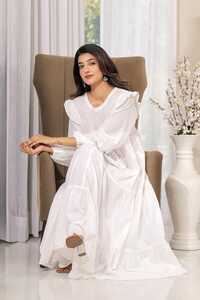 Ladies White Cotton Abaya