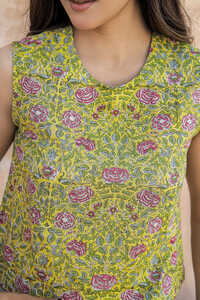 Ladies Floral Block Printed Cotton Top