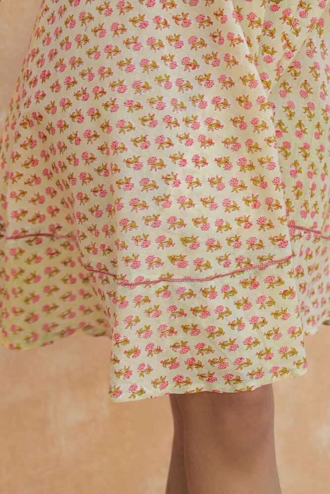 Ladies Beige Printed Cotton Dress