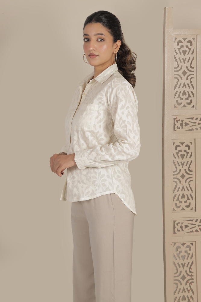 Ladies Jacquard Cotton Shirt