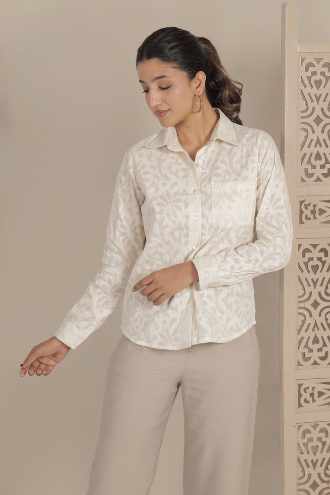 Ladies Jacquard Cotton Shirt