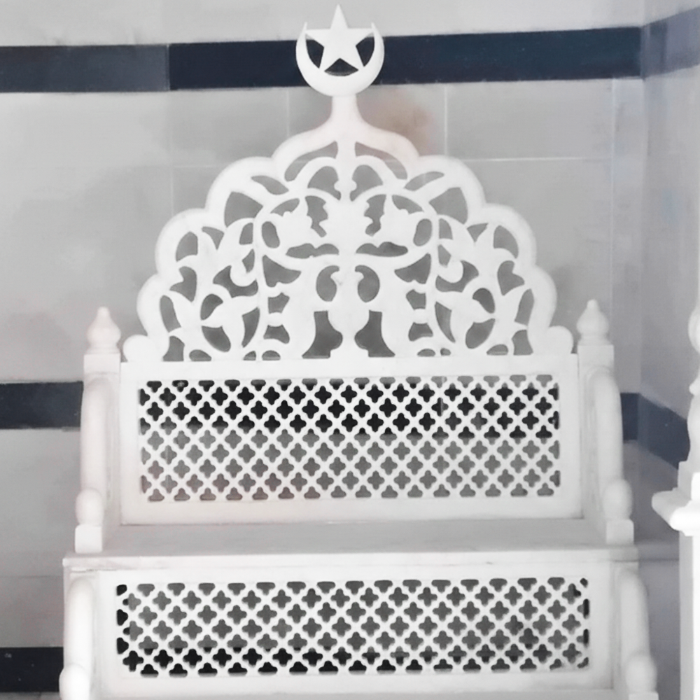 White Marble Jali Design Masjid Minbar