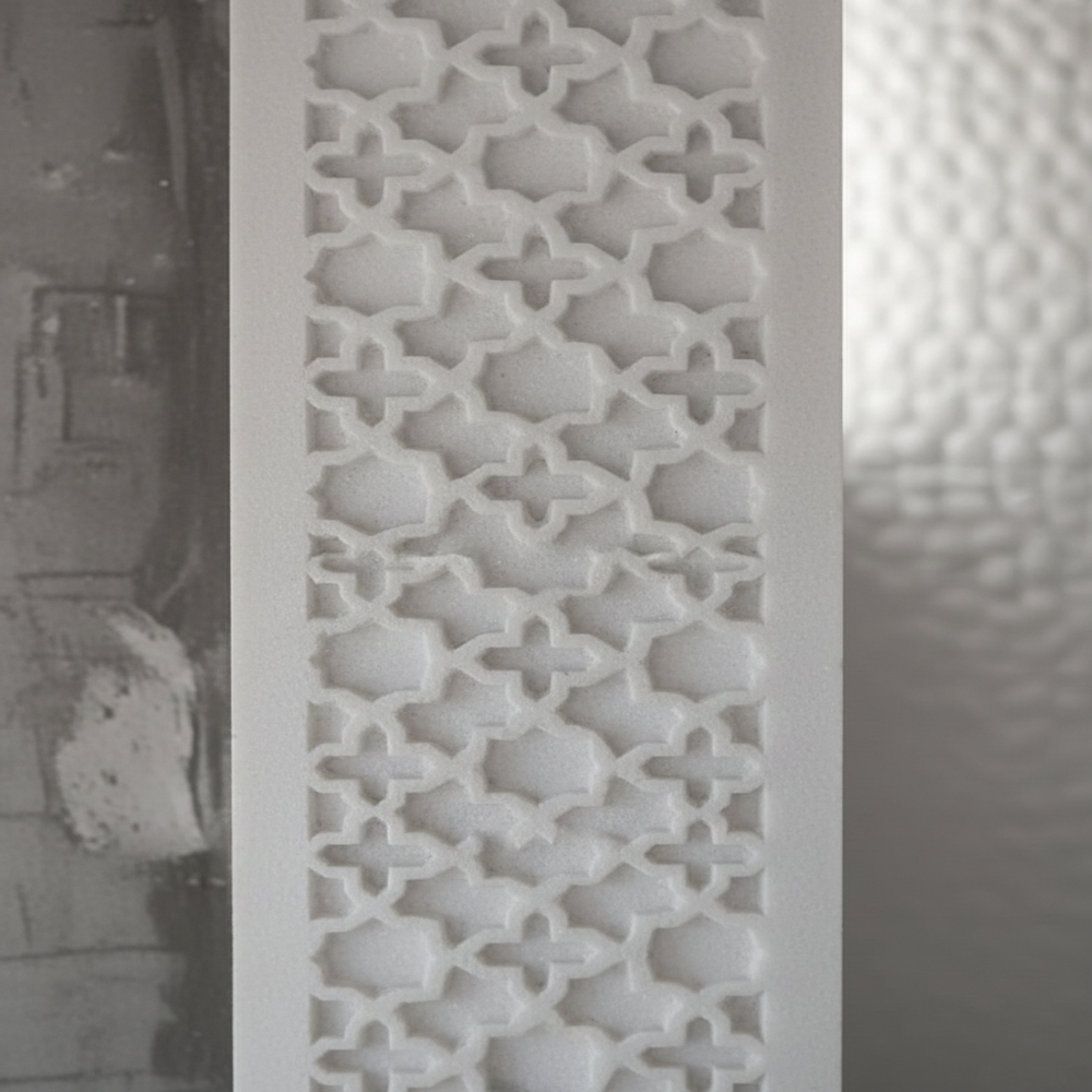 White Marble Qibla Mihrab Geometric Design