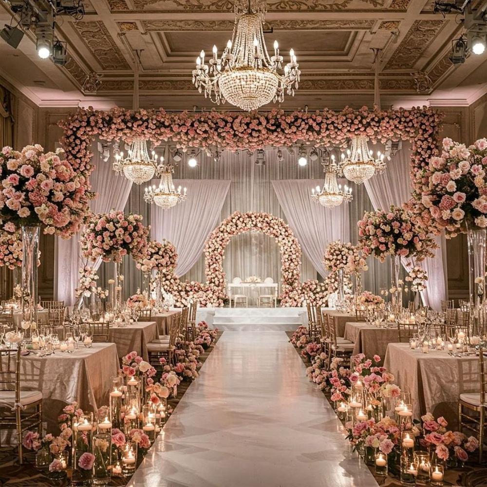 Enchanted Petal Path Wedding Backdrop - Color: Purple