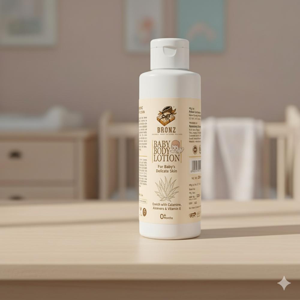 Bronz Baby Body Lotion Enrich With Calamine, Aloevera And Vitamin E 0 Months For Baby's Delicate Skin 100ml - Color: White