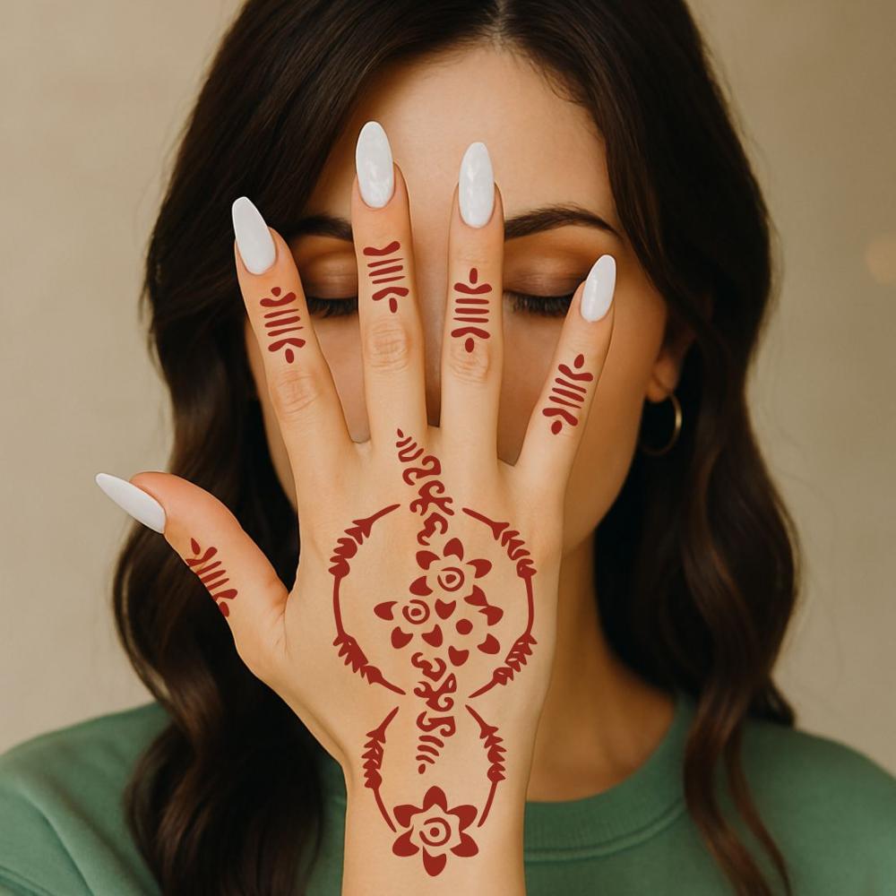 Mehndi Stencil Sticker For Girls And Women Mehndi Stencil Sticker - Color: Blacl