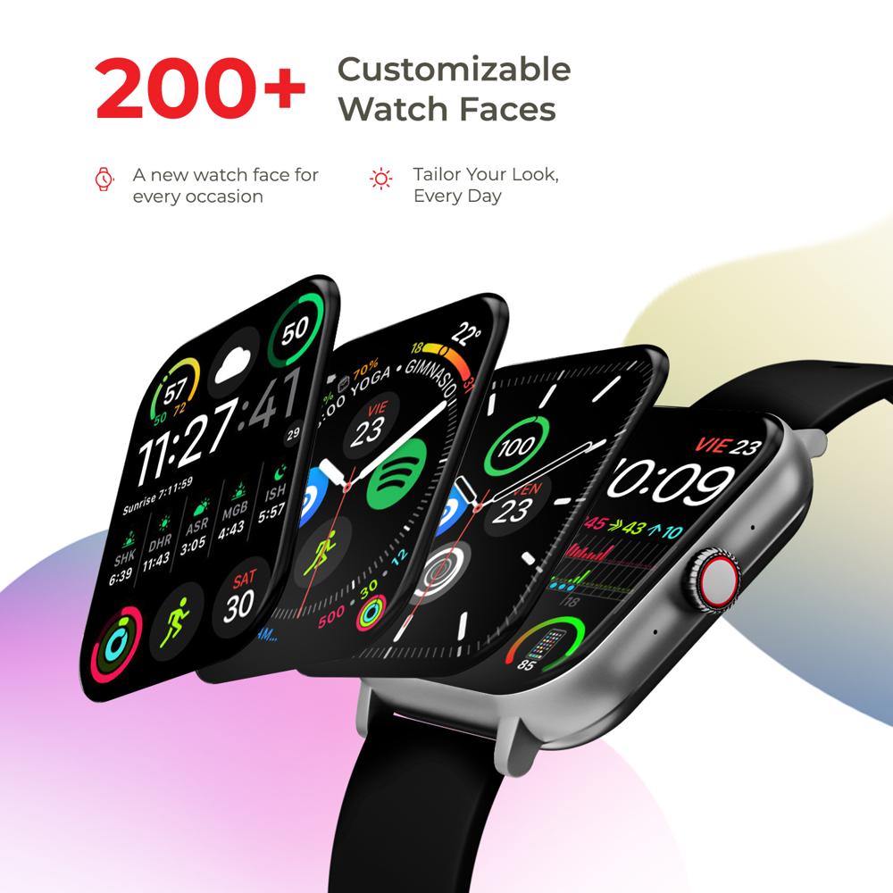 Nervfit Vibe Smart Watch 1.85" Led Display | Bluetooth Calling | Waterproof | Heart Rate & Spo2 Tracking (Midnight Black) - Color: Orchid Pink