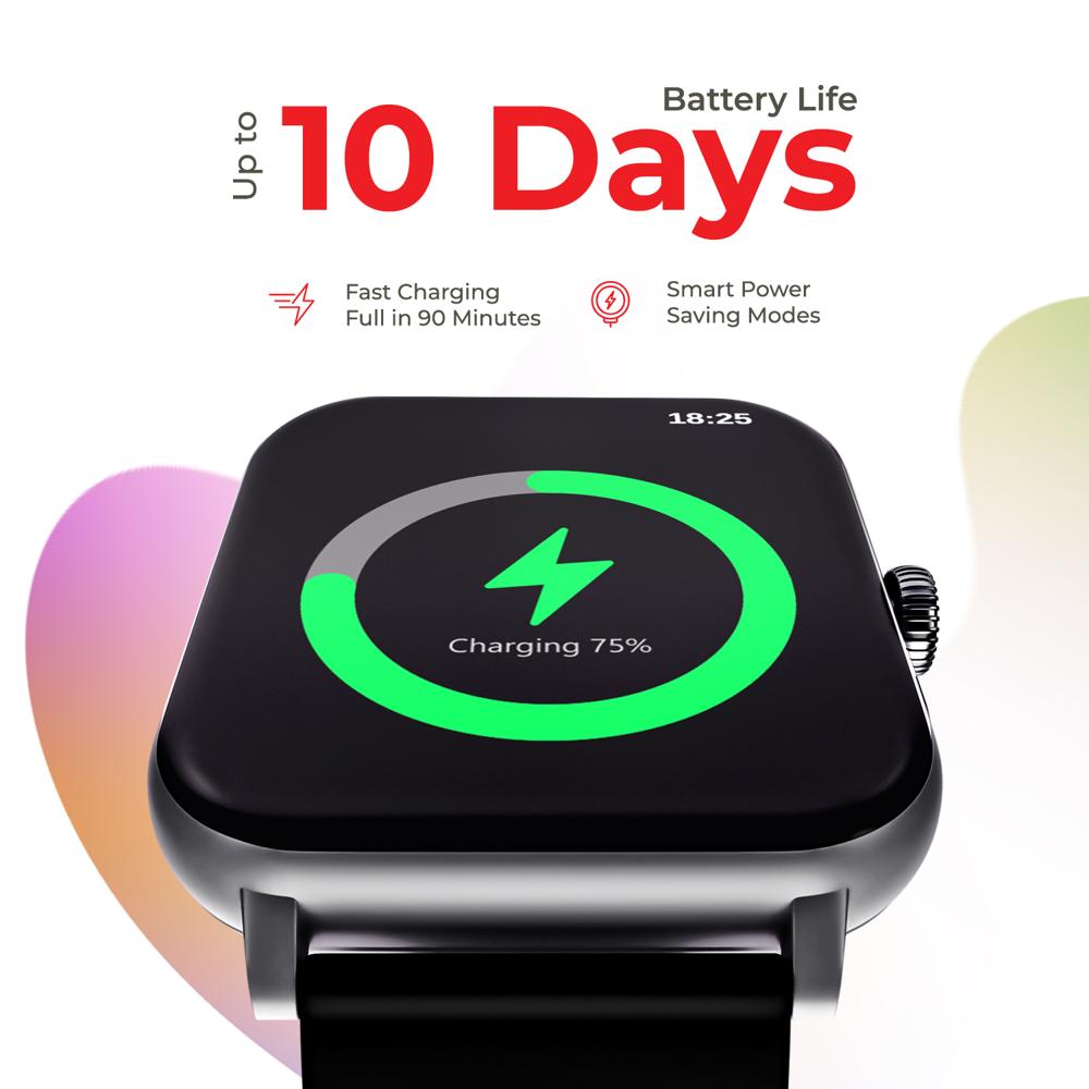 Nervfit Vibe Smart Watch 1.85" Led Display | Bluetooth Calling | Waterproof | Heart Rate & Spo2 Tracking (Midnight Black) - Color: Orchid Pink