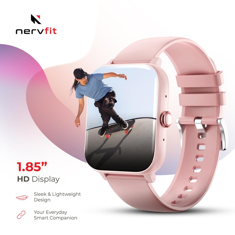 Nervfit VIBE Smart Watch 1.85" LED Display | Bluetooth Calling | Waterproof | Heart Rate & SpO2 Tracking (Orchid Pink)