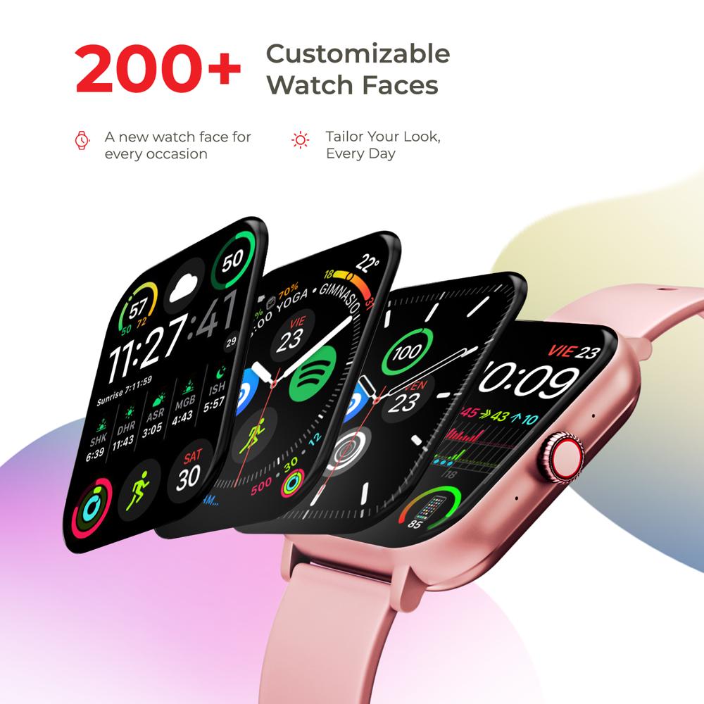 Nervfit Vibe Smart Watch 1.85" Led Display | Bluetooth Calling | Waterproof | Heart Rate & Spo2 Tracking (Orchid Pink) - Finishing: Smooth