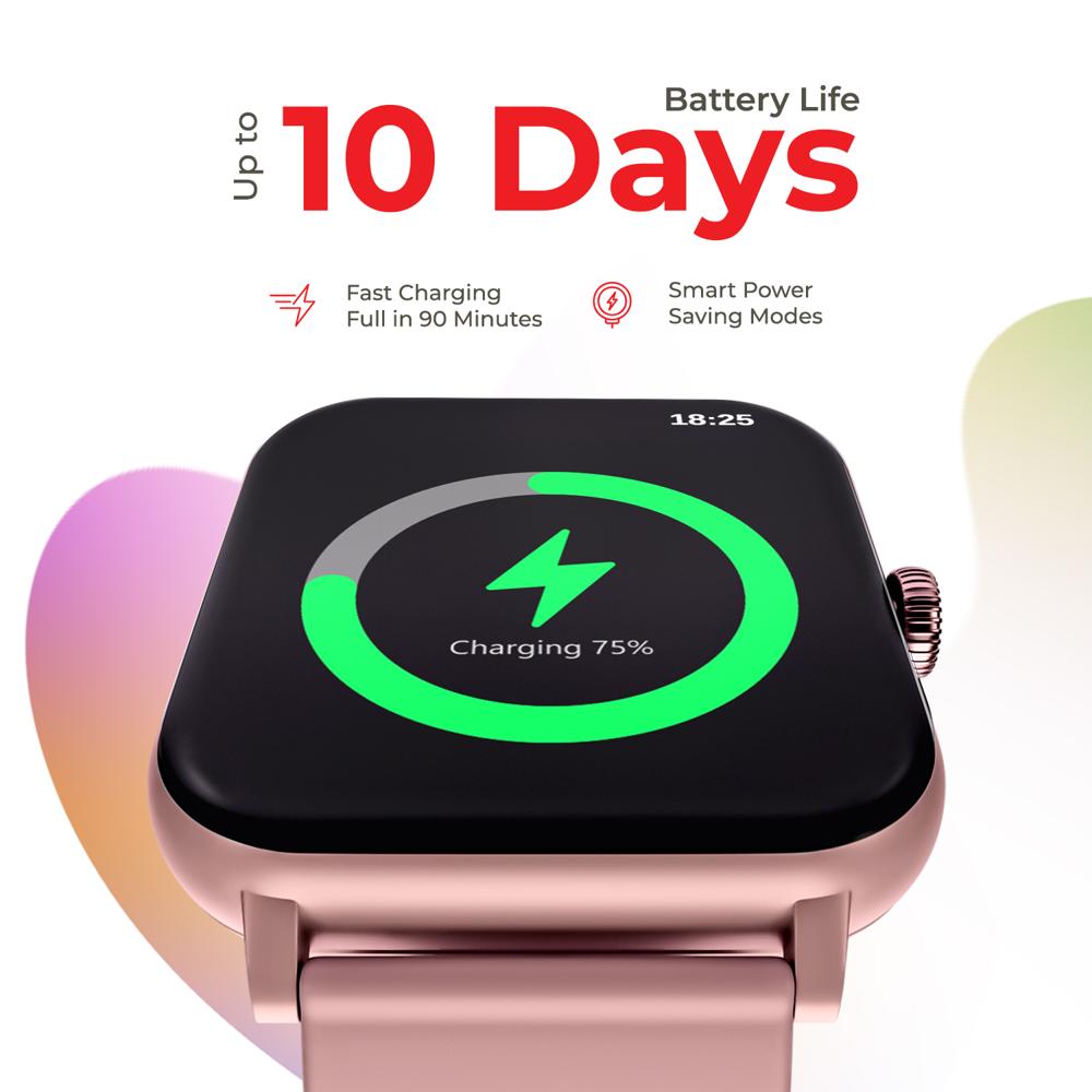 Nervfit Vibe Smart Watch 1.85" Led Display | Bluetooth Calling | Waterproof | Heart Rate & Spo2 Tracking (Orchid Pink) - Finishing: Smooth