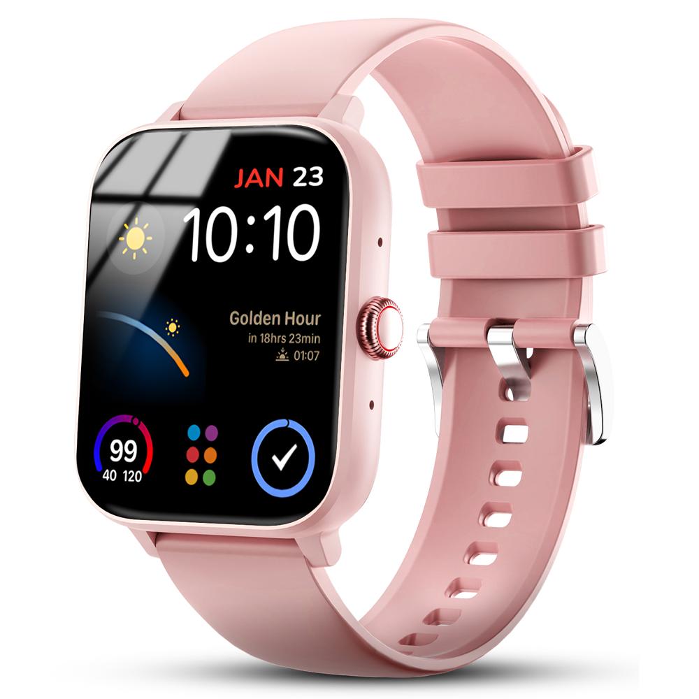 Nervfit Vibe Smart Watch 1.85" Led Display | Bluetooth Calling | Waterproof | Heart Rate & Spo2 Tracking (Orchid Pink) - Finishing: Smooth