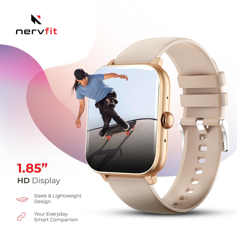 Nervfit Vibe Smart Watch 1.85" Led Display | Bluetooth Calling | Waterproof | Heart Rate & Spo2 Tracking (rose Gold) - Color: Rose Gold