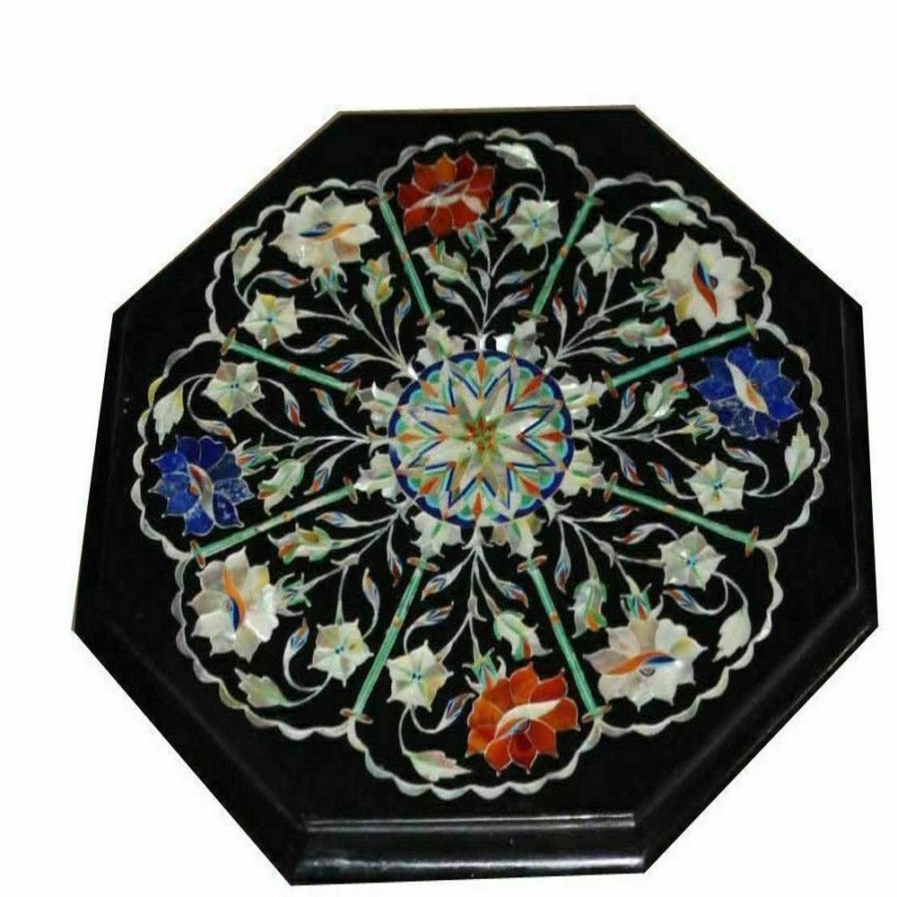 Black Marble Inlay Table Top - Color: Various Available