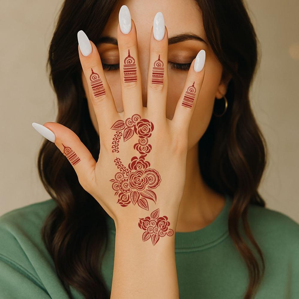 Black Color 3D Cut Henna Mehndi Stencil Stickers