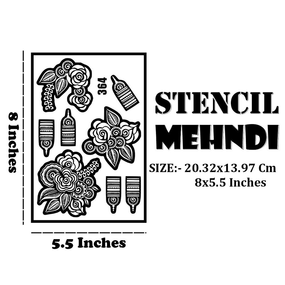 Black Color 3D Cut Henna Mehndi Stencil Stickers