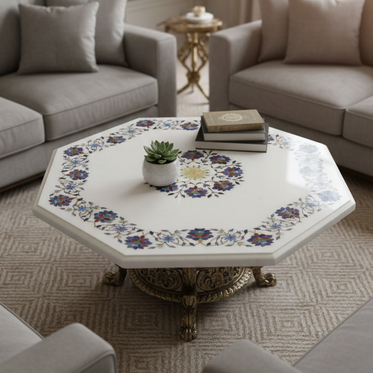 White Inlay table design