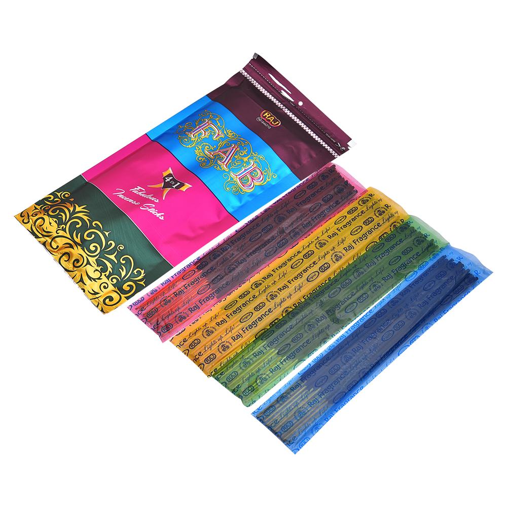 Raj Fab 4 In 1 - Charcoal & Bamboo Incense Sticks, 120g | Eco-friendly, Aromatic, Anti-odour, 4 Soothing Fragrances, 5 Sticks Each