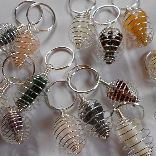 Silver Plated Spiral Keychains With Angels - Hardness: Rigid