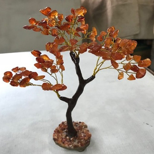150 Beads Gold Gemstone Tree With Red Carnelian Tumbled Chips