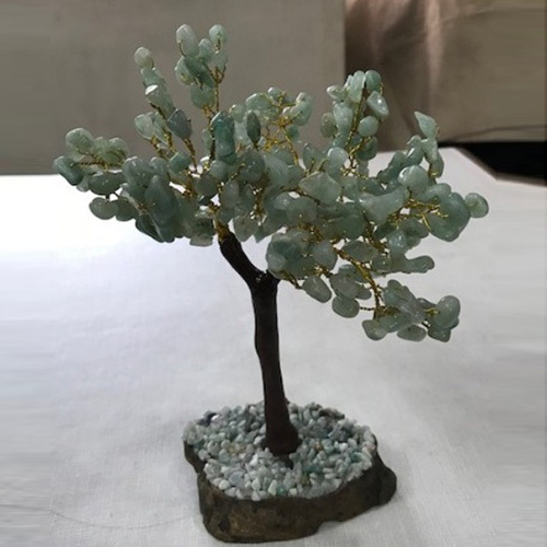 230 Beads Gold Gemstone Tree WIth Green Aventurine Light Tumbled Chips