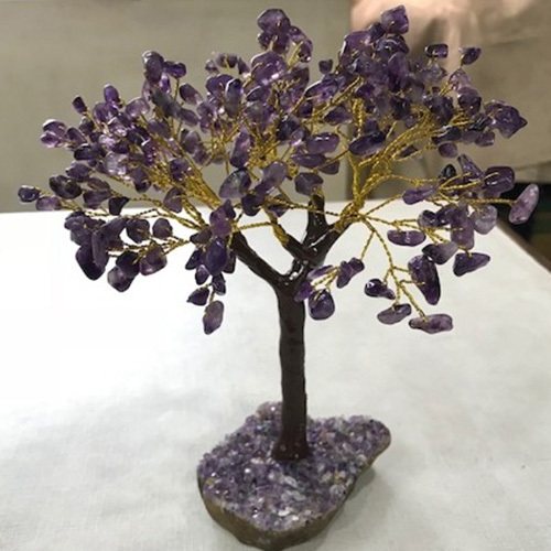 300 Beads Gold Gemstone Tree With Amethyst Tumbled Chips - Hardness: Rigid