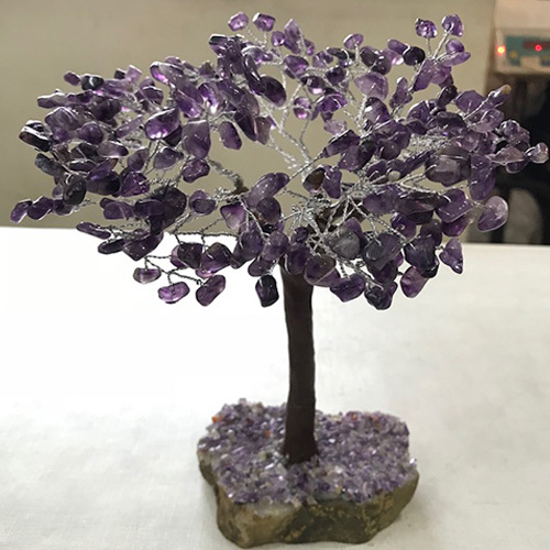300 Beads Silver Gemstone Tree With Amethyst Tumbled Chips