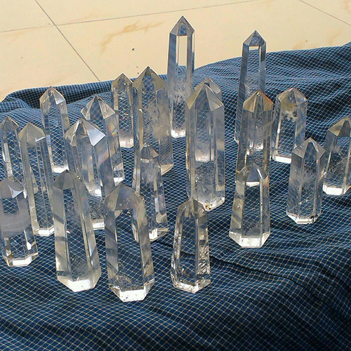 Crystal Clear Quartz 6-Facet Jumbo Pencils