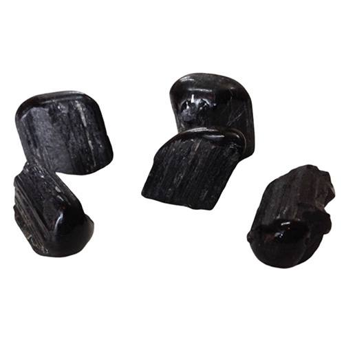 One Side Polished Black Tourmaline Natural Rough Stones