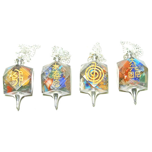 Orgone Octahederal Pendulums Set With Symbols Carving