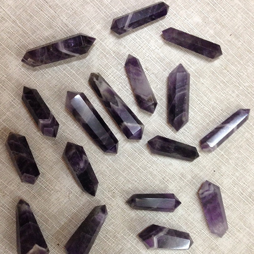 Chevron Amethyst 6-Facet Double Terminated Pencils