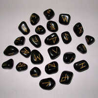 Black Agate Tumbled Gemstone Rune Sets - Hardness: Rigid