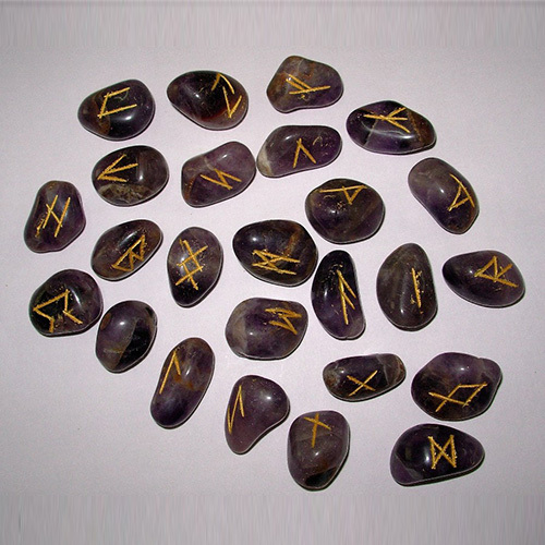 Commercial Amethyst Tumbled Gemstone Rune Sets