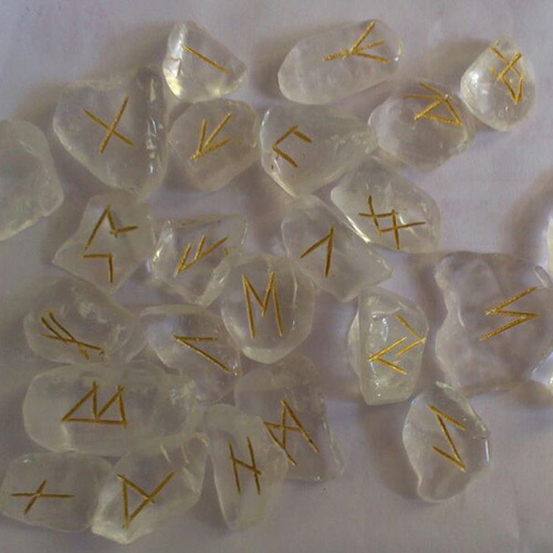 Crystal Clear Quartz Tumbled Chips Undrilled Polished Rune Sets
